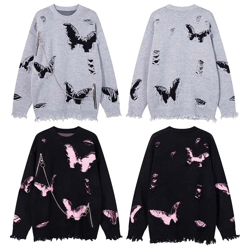 Patchwork butterfly sweater