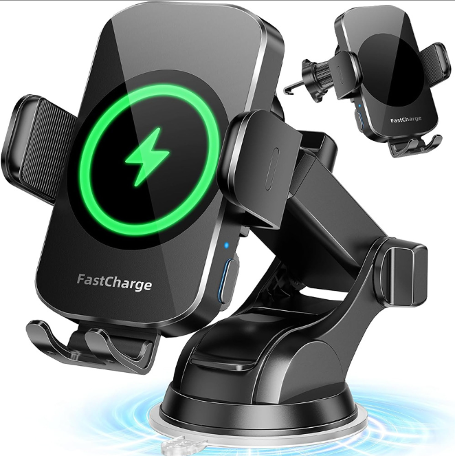Car Wireless Charger Bracket with Smart Sensor 15W Fast Charging