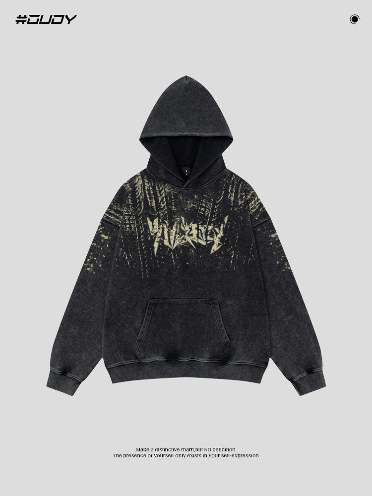 American-style heavyweight loose-fitting hoodie